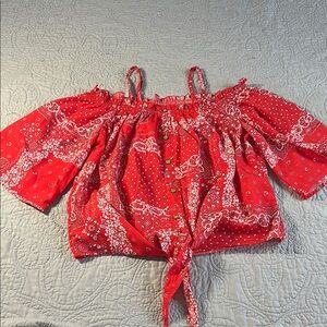 Speed Limit 98 Red Bandana Blouse